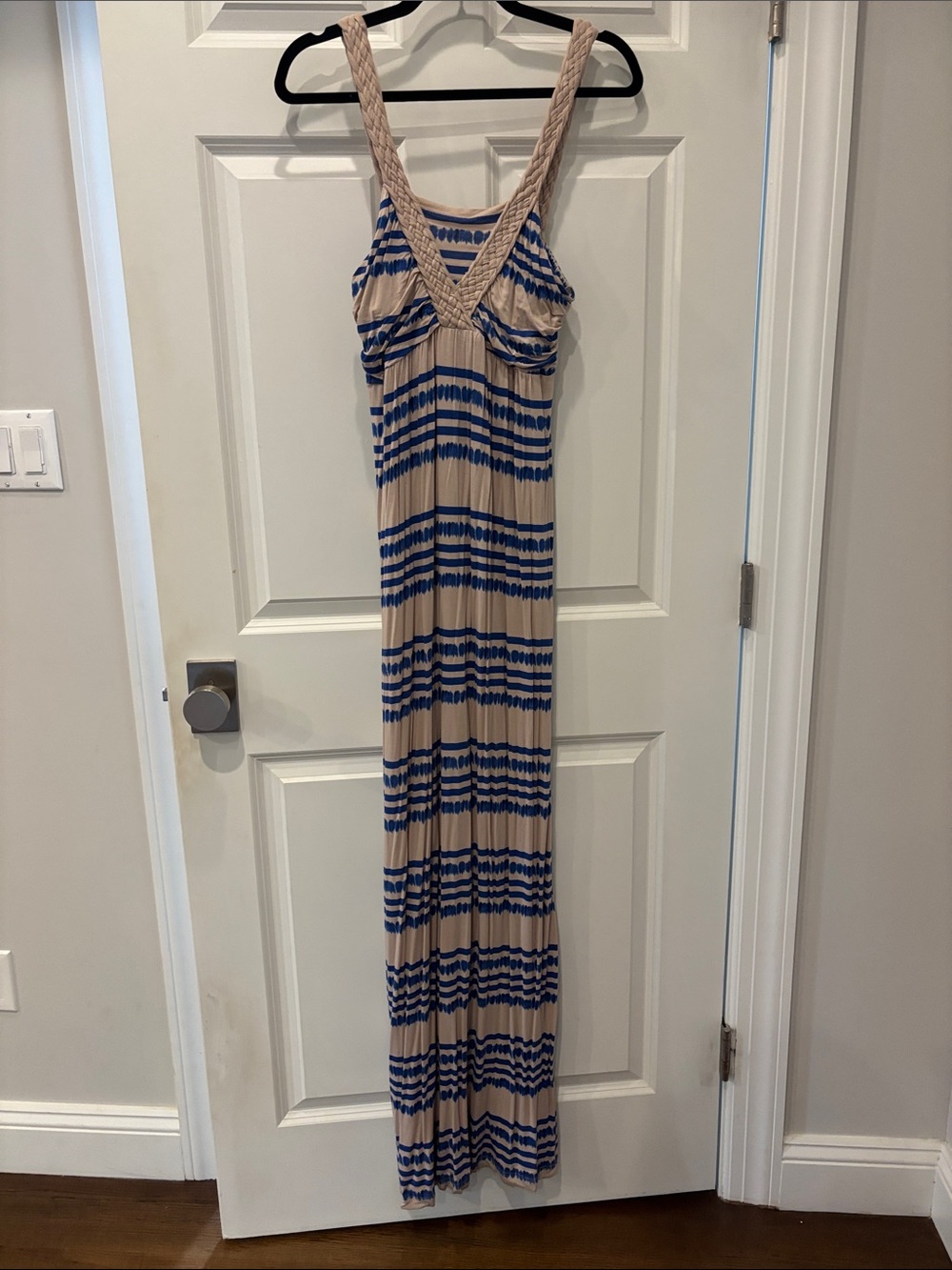 Design History Beige Maxi Dress with Blue Stripes